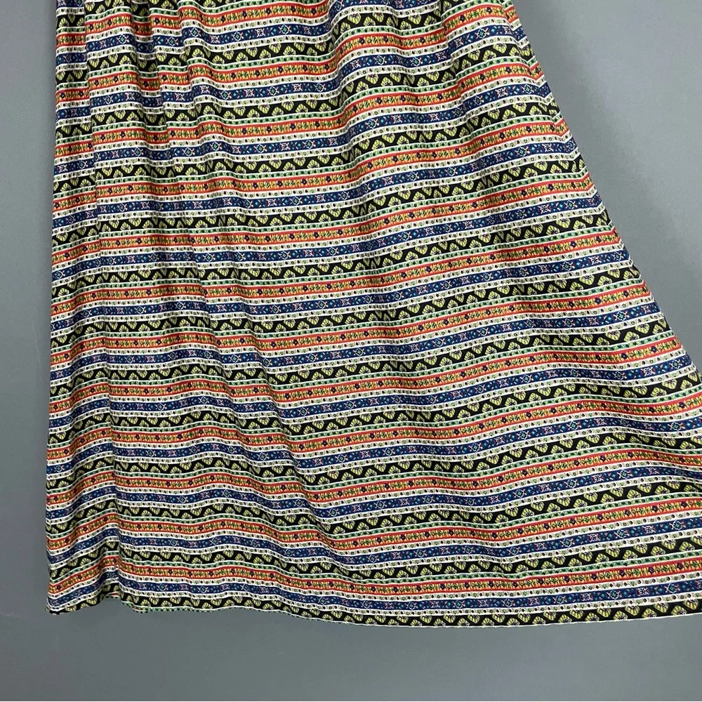 Vintage Maxi Skirt‎ Striped Handmade Floral A-Line Prairie Modest Retro Unique